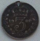 Moneda Regatul Unit - 3 Pence 1900 - Argint, Europa