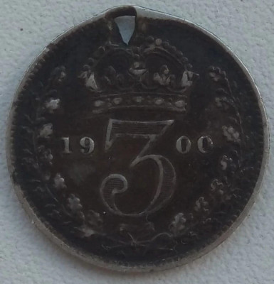 Moneda Regatul Unit - 3 Pence 1900 - Argint foto