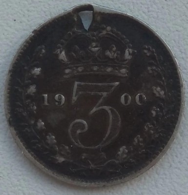 Moneda Regatul Unit - 3 Pence 1900 - Argint foto