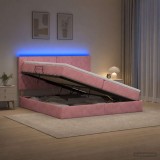 Cumpara ieftin Pat cu LED si saltea Roz 200 x 200 cm Catifea