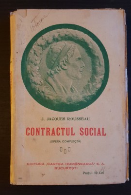 Contractul social - J. JACQUES ROUSSEAU (opera completă), 1920 foto