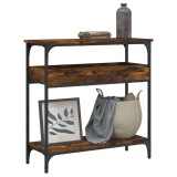 Măsuță consolă cu raft stejar fumuriu 75x29x75cm lemn prelucrat