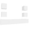 Set dulap TV, 6 piese, alb, lemn prelucrat