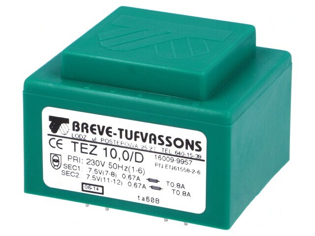 Transformator &Icirc;ncapsulat 10VA 230V 7.5V PCB