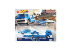 Machete auto Team Transport Ford C-800 truck &amp;amp; 1964 Ford Galaxie 500, 1:64 Hotwheels foto