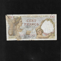 Franta 100 franci francs 1940 seria15873 uzata reparata