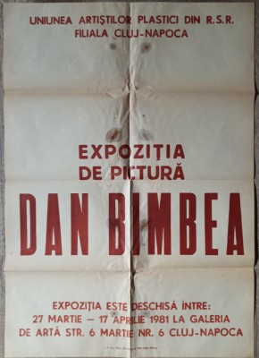 Afis expozitia de pictura Dam Bimbea, Galeria de Arta Cluj-Napoca 1981 foto