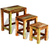 Set mese suprapuse, 3 piese, vintage, lemn reciclat