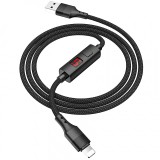 Cablu Date si Incarcare USB la Lightning HOCO SELECTED Timing S13, 1.2 m, Negru