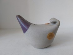 Vas ceramic tip opait, forma deosebita, semnat si cu eticheta, facut manual, arta ceramica, vintage