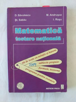 D. Savulescu St. Sabau M. Andrusca I. Rosu - Matematica - testarea nationala 2004 foto