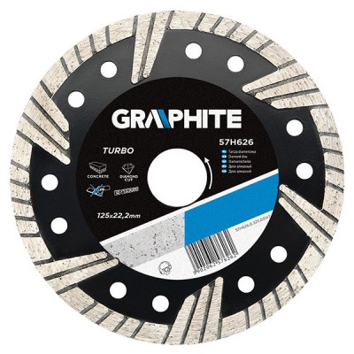 Disc diamantat pentru zidarie 125mm/22,2mm TURBO GRAPHITE 57H626 HardWork ToolsRange foto