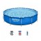 Piscina structura metalica, rotunda, cu pompa, filtru, test analiza apa, albastru, 366x76 cm, Bestway Steel Pro