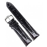 Cumpara ieftin Curea Ceas Premium &ndash; Piele Naturală Neagră, Imprimeu Crocodil