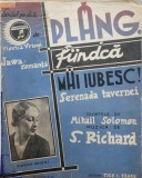 Partitura Plang fiindca mai iubesc; Serenada tavernei, interp. de Viorica Vrioni