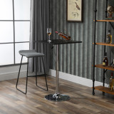 HOMCOM Masă Pătrată Reglabilă pe &Icirc;nălțime, Metal și MDF, Masă de Bar, Bucătărie, Living, 60x60x69-93cm, Negru