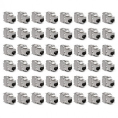 Set 48 Mufe CAT6A de 10 Gbit pentru cabluri Ethernet RJ45, Kwmobile, Argintiu, Metal, 45358.48