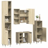 vidaXL Set mobilier de baie, 4 piese, stejar sonoma, lemn prelucrat 3324970
