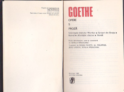 GOETHE - PROZA ( VOLUMELE 5,6,7 ) foto