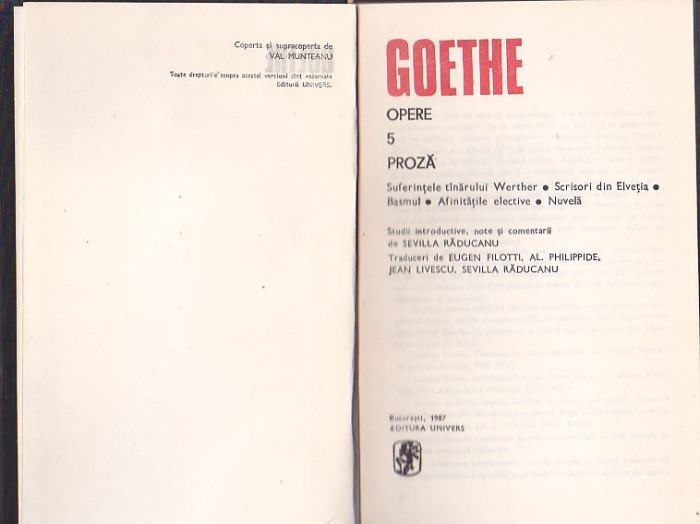 GOETHE - PROZA ( VOLUMELE 5,6,7 )