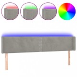 Cumpara ieftin Tablie de pat cu LED, gri deschis, 183x16x78/88 cm, catifea