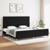 Gossi cadru de pat cu tablie, negru, 200x200 cm, textil