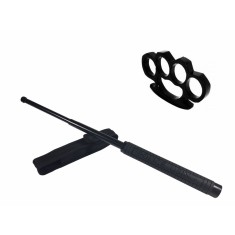 Set baston telescopic Police, 49 cm + box negru 1 cm grosime