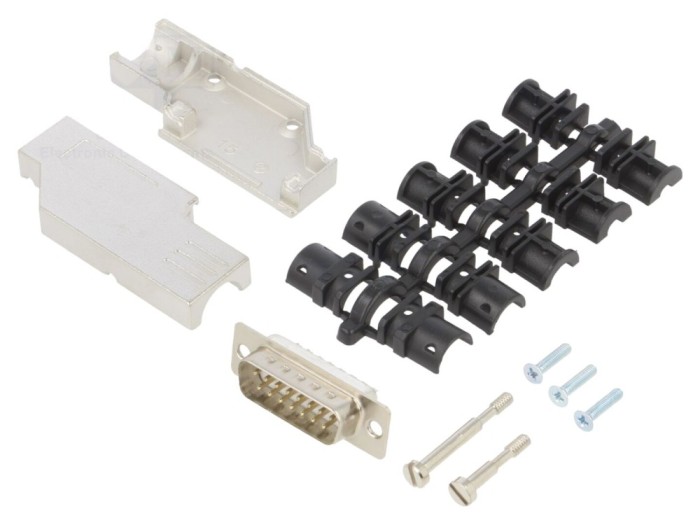 Conector D-Sub tată 90&deg; 15 pini