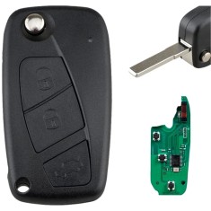 Cheie Auto Programabila Completa 433MHz, cu 3 butoane, compatibila Fiat Qubo, Fiorino, Doblo, Punto, Citroen Nemo, Peugeot Bipper &ndash; cip ID46/PCF7946,