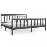 Cumpara ieftin Cadru de pat, gri , 200x200 cm, lemn masiv