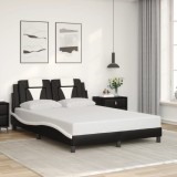 VidaXL Cadru de pat cu tăblie, negru/alb, 120x200 cm, piele ecologică