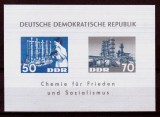 Cumpara ieftin ✅ ( C28 ) Germania DDR 1963 " Industria chimica a DDR ", block 18 Michel 950/951 nedantelat / hartie DEDERON din fibre sintetice ! , MNH