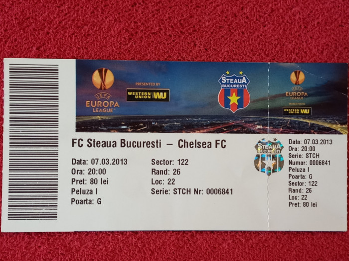Bilet meci fotbal STEAUA BUCURESTI - CHELSEA LONDRA (Europa League 07.03.2013)