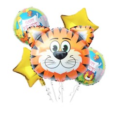 Set 5 baloane copii, petrecere tematica, Tigru folie 21.2x22.3 cm
