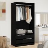 Gossi dulap negru din stejar 100x50x200 cm din lemn prelucrat