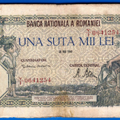 (42) BANCNOTA ROMANIA - 100.000 LEI 1946 (28 MAI 1946), FILIGRAN ORIZONTAL