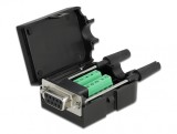 Terminal block 10 pini la serial D-SUB 9 pini mama cu suruburi + carcasa, Delock 66257