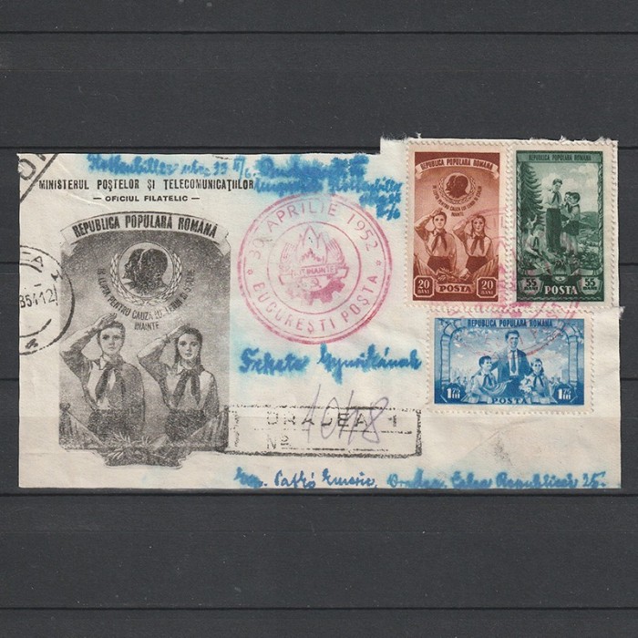 Fragment FDC circulat cu LP 323 1952