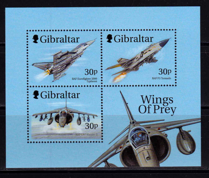 Gibraltar 1999 &quot;Avioane de lupta R.A.F. &quot; , bloc 38, MNH