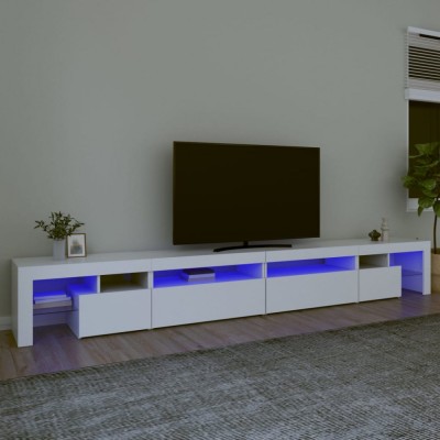 vidaXL Comodă TV cu lumini LED, alb, 290x36,5x40 cm foto