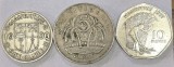 MAURITIUS Set / Lot 11 , 3 Monede : 1 Rupee 1990 + 5 Rupees 1991 + 10 Rupees 1997, Africa, Cupru-Nichel