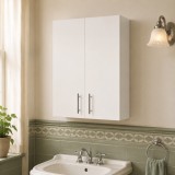 Dulap baie suspendat Roma, front MDF, 2 usi, polita, 55 x 68 cm, alb