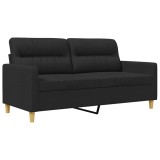 Cumpara ieftin Canapea cu 2 locuri, negru, 140 cm, material textil