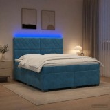 Cumpara ieftin Pat boxspring cu saltea albastru 160 x 200 cm Catifea