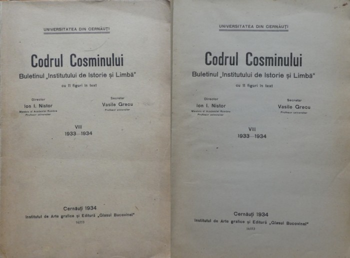 Codrul Cosminului , Cernauti , 1933 - 34 , dir. Ion Nistor , problema ucraineana