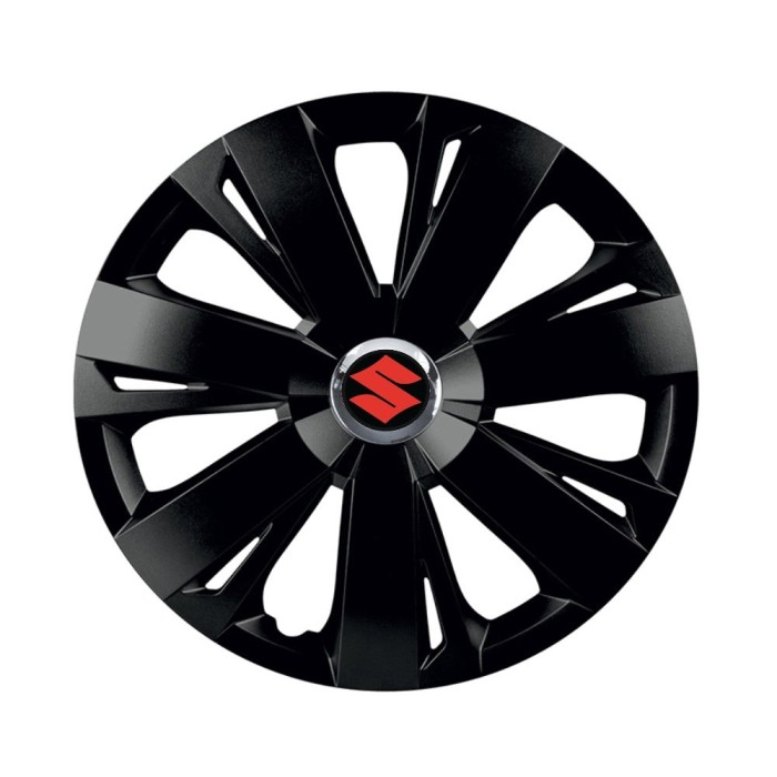Set 4 capace roti Negre Cu Inel Cromat Energy R15 Compatibil Cu Suzuki