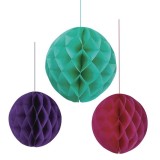 Sfere Decorative Suspendabile de Petrecere, Multicolor, diametru 15-20-30cm, 3 buc