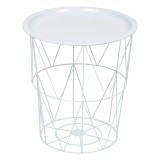 Masuta cafea cu depozitare Atmosphera Kumi, otel, 37x40 cm, alb Household NewTrend