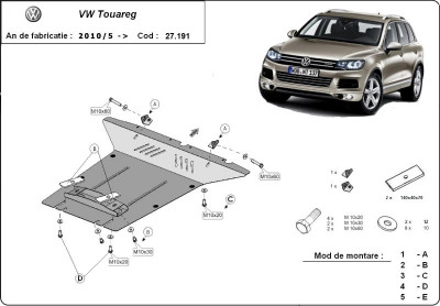 Scut motor metalic VW Touareg 2010-2018 foto