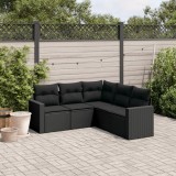 Gossi set mobilier de gradina cu perne, 5 piese, negru, poliratan